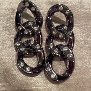 Black Chainlink Lightweight Rhinestone Earrings